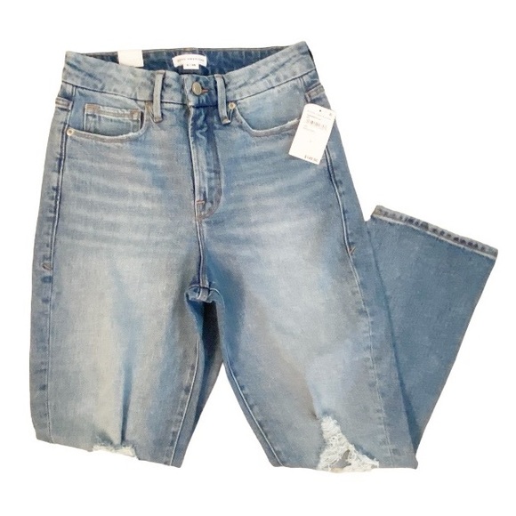Good American Good Boy Curvy Distressed Knee Jean Size 2 / 26 New - Picture 3 of 9